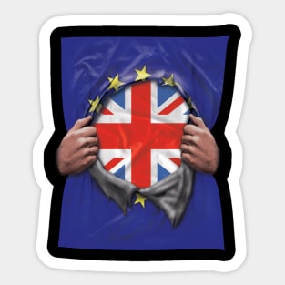 United Kingdom Flag European Union Flag Ripped Open - Gift for European Union Scottish Welsh Or Irish From United Kingdom Sticker